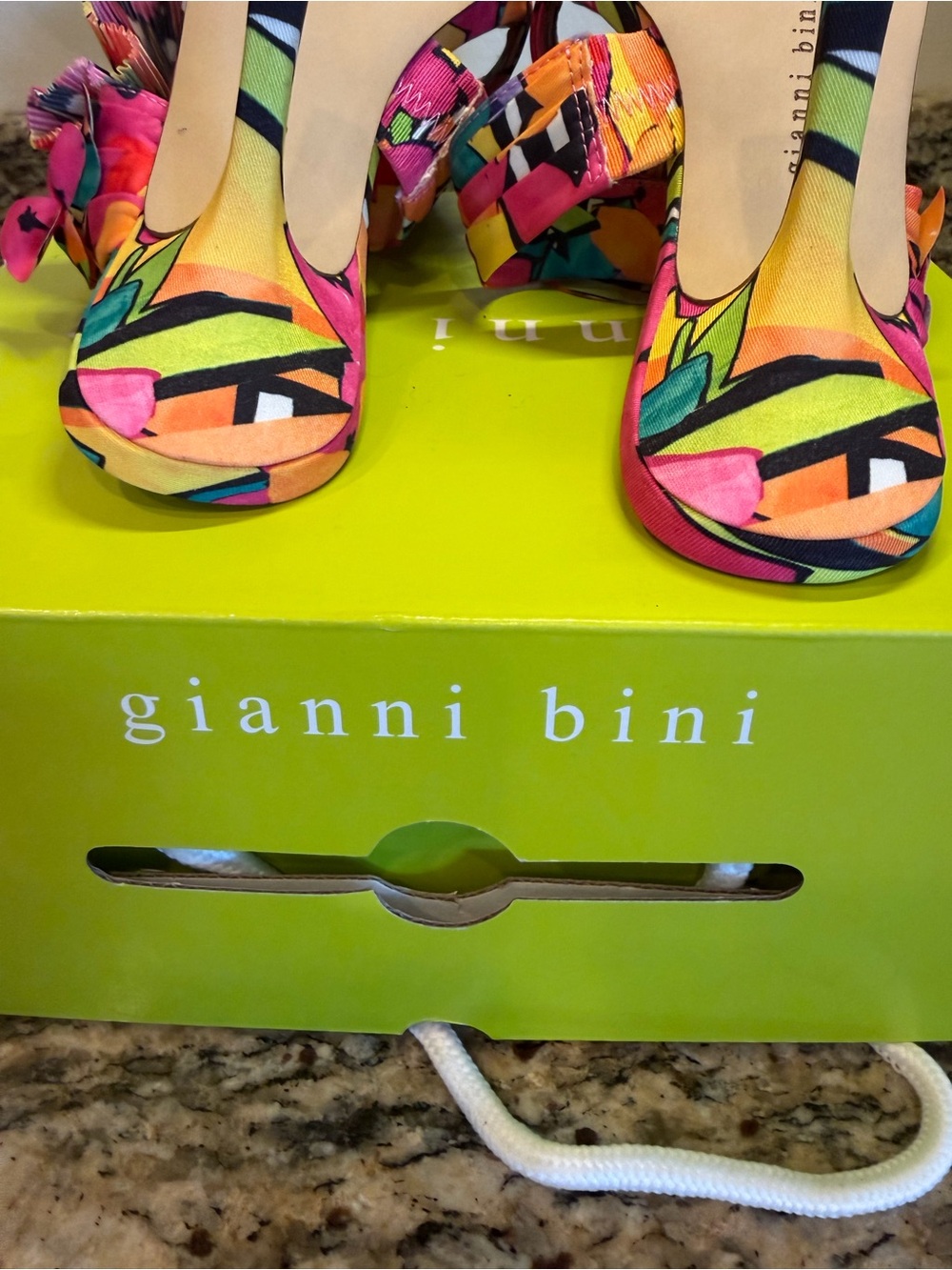 Gianni Bini Pink Multi Floral Ruffle High Heel Sandals - Picture 6 of 7